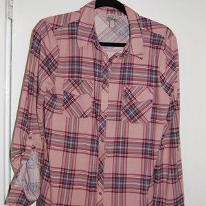 Como Vintage, pink plaid, button down shirt